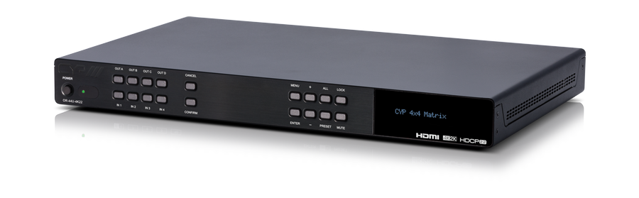 CYP Europe Kreuzschiene HDMI2.0 UHD/ 4K/ HDCP2.2, Audio, USB 4x4 OR-44U-4K22